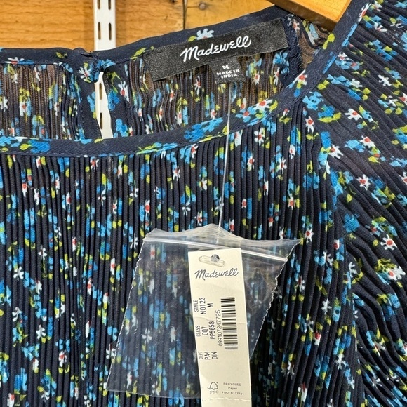 NWT Madewell Crinkle ‘Georgette’ Floral Mini Dress in Deep Indigo Size Medium - Picture 8 of 10